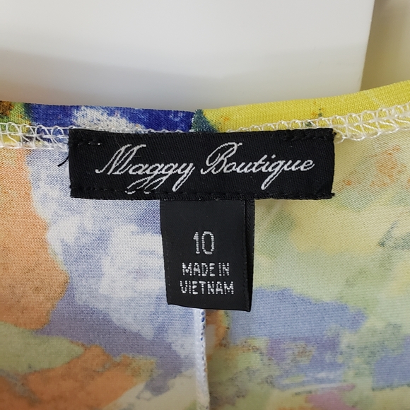 Maggy Boutique Dress Womens 10 Floral Abstract Print Midi Summer Bodycon Chic - Picture 2 of 3